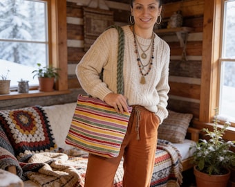 Crochet Tote Bag | Handmade Colorful Boho Shoulder Bag