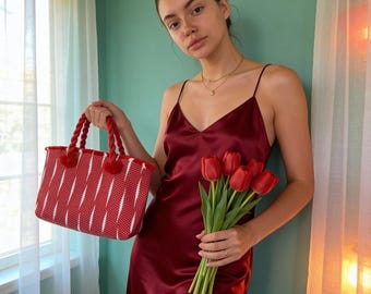 Crochet Tote Bag | Handmade Boho Top Handle Bag