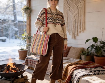 Crochet Shoulder Bag | Handmade Colorful Wool Lightweight Bag