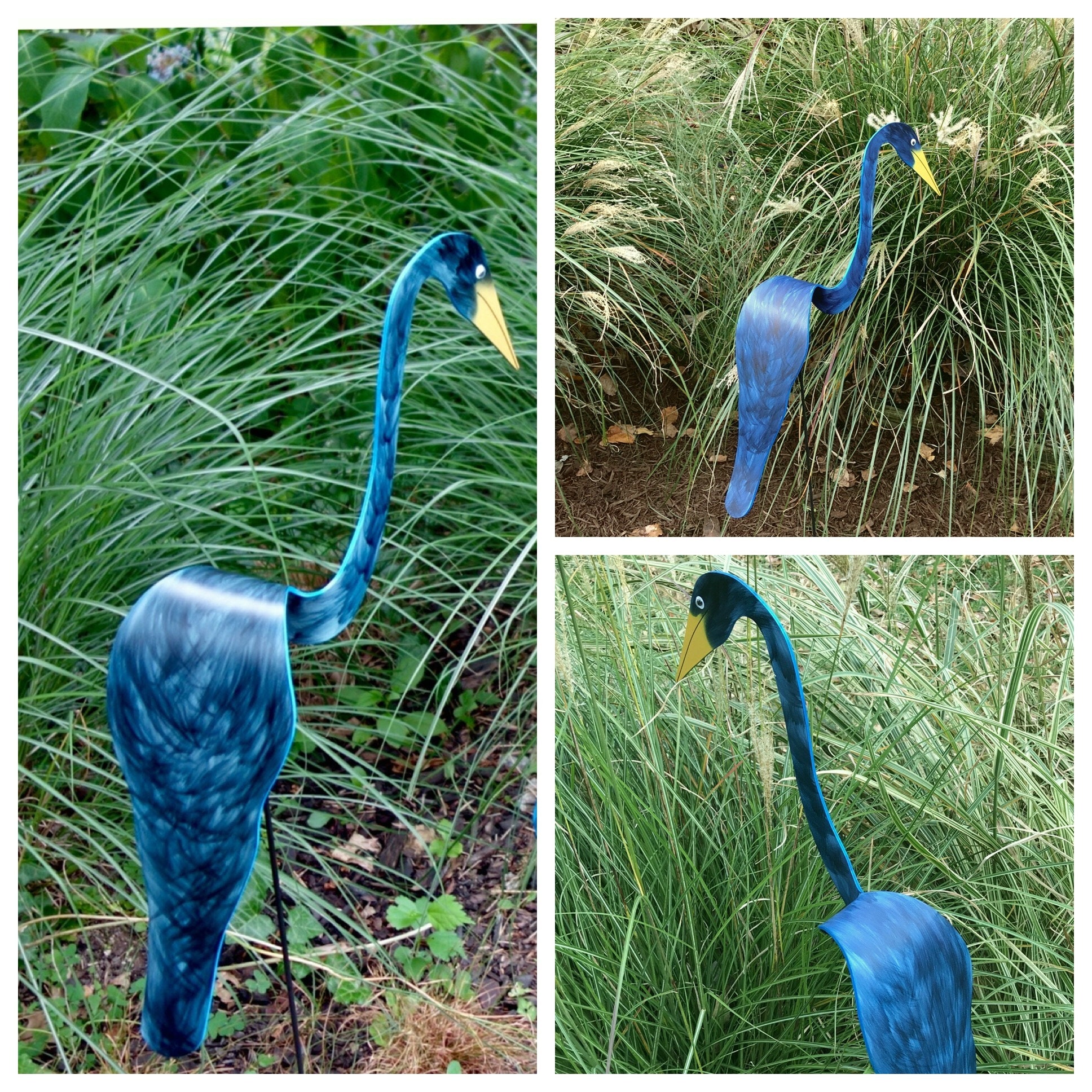 BlueGray Swirling Bird garden art. Created in the image of Etsy