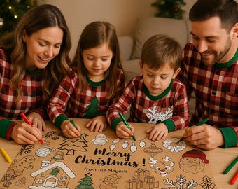 Christmas Coloring Tablecloth Template: Holiday Kids Activity (Digital Download)