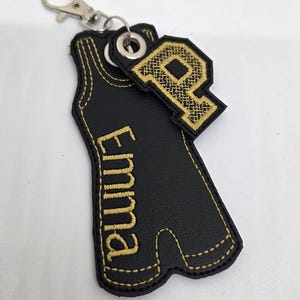 Custom Wrestling Singlet & Initial Keychain Key Fob Bag Tag Set