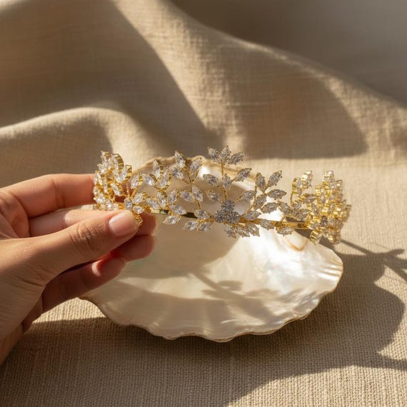 Gold Crystal Rhinestone Bridal Tiara Headband Amazon.com : WOVOWOVO 4 Pcs Rhinestone Headbands for Women  main image 2