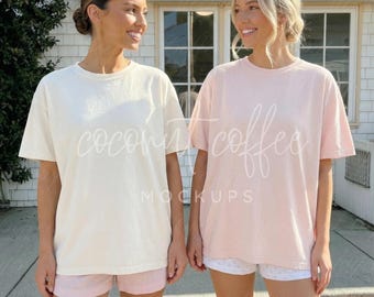 Group Comfort Colors C1717 Blossom and Ivory Mockup: Bachelorette Mocks, Matching T-Shirts (Digital Download)