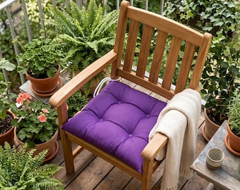 Chair Cushion for Dining Chair, Tufted Seat Cushion with Ties, Thick Linen Chair Pad, Soft Comfortable, Kitchen Cushion,Balcony Decor