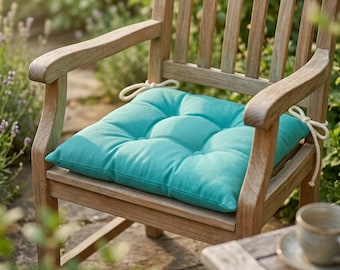 Linen Chair Cushion with Ties, Indoor & Outdoor Chair Cushion, Custom Size Cushion, U shape Cushion