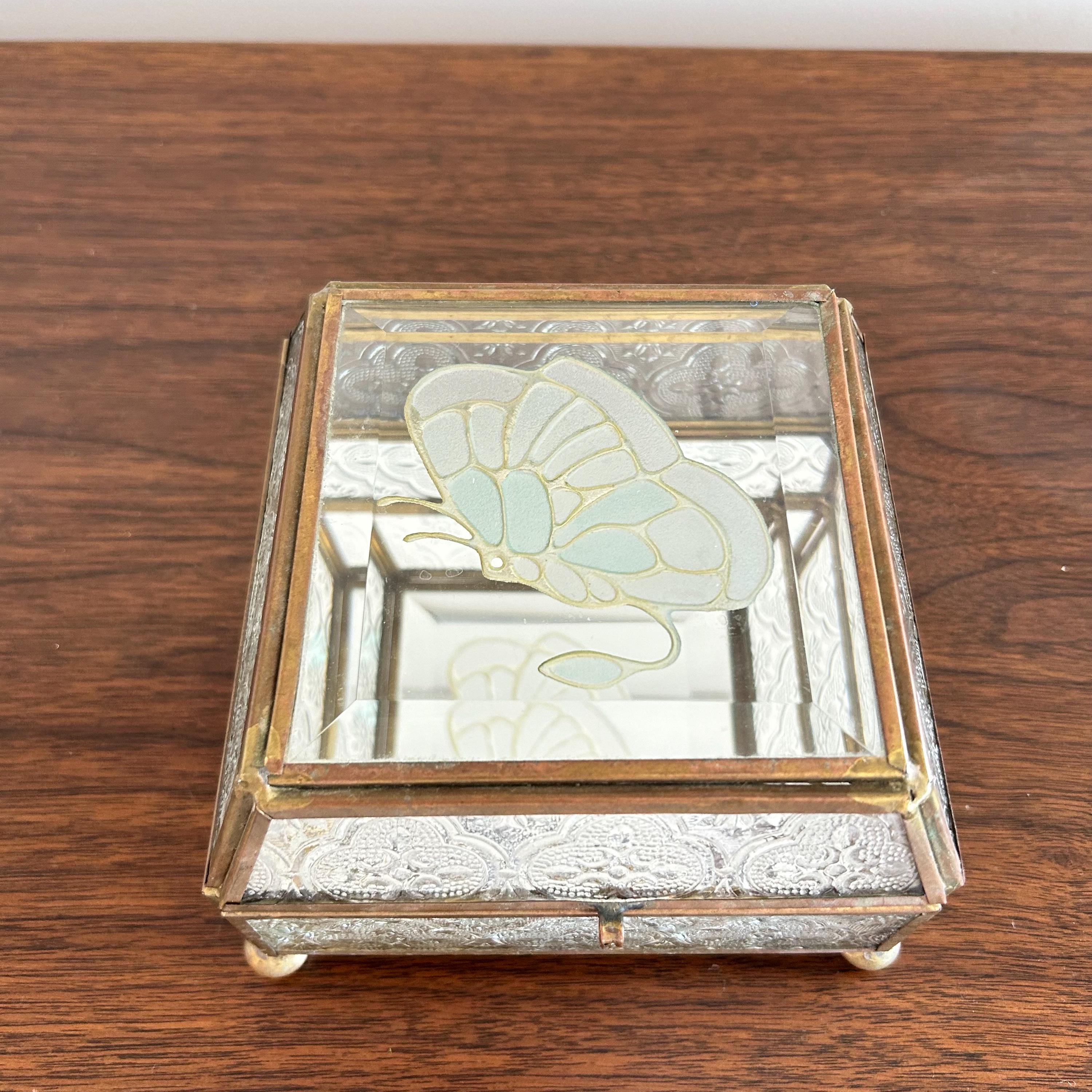 Vintage Brass Butterfly Trinket Box - Etsy