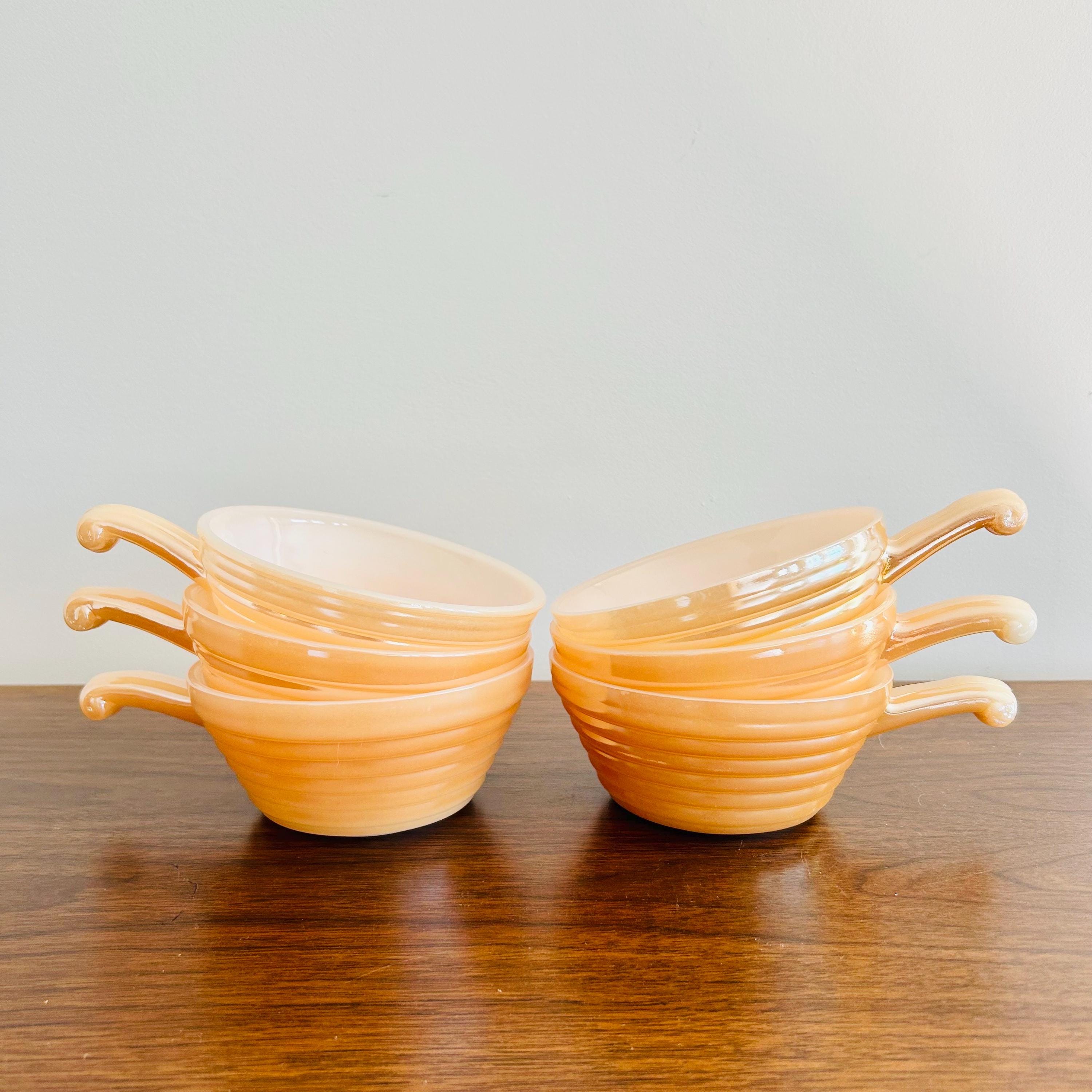 Anchor Hocking Fire King Milk Glass Bowls With Handle - Etsy