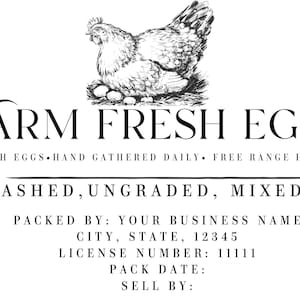 Egg Carton Label Template (Canva Editable, Digital Download)