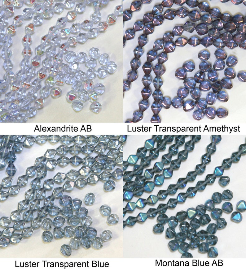 Vintage Czech Pressed Glass Bicone Beads 24-PIECES CHOOSE COLOR!!