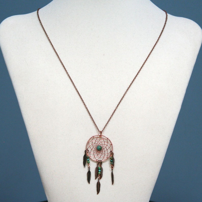 Dream Catcher Turquoise & Copper Dreamcatcher Necklace With Etsy