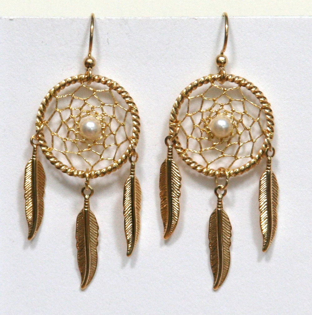 Pendientes De Plumas De Bronce De Amader Dreamcatcher De De Pendientes De Plumas De Bronce De Amader Dreamcatcher De De