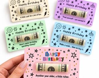 Birthday Money Holder Card with Clear Cash Dome, Funny Happy Birthday Card, Cash Gift for Teens and Adults, Choose Your Color and Phrase