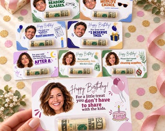 Personalized Birthday Money Holder with Photo, Funny Cash Gift Card for Adults, Custom Face Birthday Gift for Mom, Dad, Friends, Him or Her