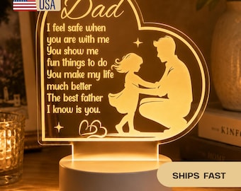 Custom Daddy Acrylic Night Light - A Father’s Love Lasts Forever - personalized night light