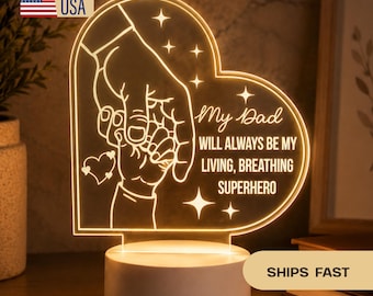 Personalized Father’s Day LED Light, My Dad Is My Superhero, Personalized night light