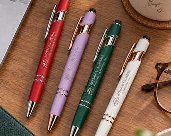 Personalized Laser Engraved Stylus Pens, Custom Logo Pens, Business Promotional Pens, Bulk Branded Company Pens, Client Gifts