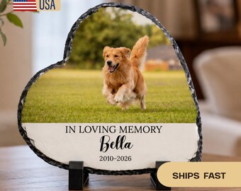 Dog Memorial Stone with Photo, Personalized Heart Pet Memorial Plaque, Custom Dog Remembrance Gift, Loss of Dog Sympathy Gift, Custom Gift