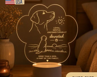 Custom Night Light, Personalized Dog Gift, Custom Acrylic Dog Lamp, Pet Lover Gift, Dog Memorial Gift, Cozy Bedroom Decor, Birthday Gifts