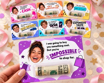 Personalized Photo Money Holder, Funny Birthday Cash Gift Card for Teens, Custom Face Money Gift, Teen Boy or Girl Gift, Rolled Cash Holder