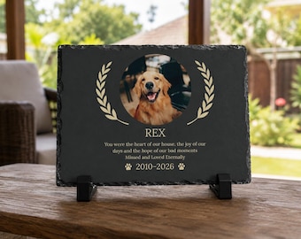 Personalized Dog Memorial Slate with Photo, Custom Pet Memorial Plaque, Dog Remembrance Gift, Pet Loss Sympathy Gift, Custom Gift