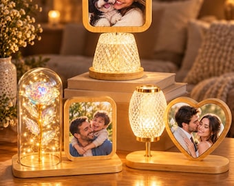 Personalized Photo Lamp, Custom Picture Frame Light, LED Photo Night Light, Family Gift, Anniversary Wedding Gift, Custom Photo Decor