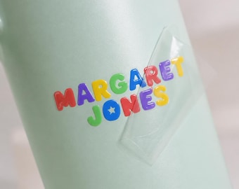 3D Embossed Name Label Stickers,  Waterproof Kids School Labels, Water Bottle & Lunch Box Labels, Personalized UV DTF Name Stickers