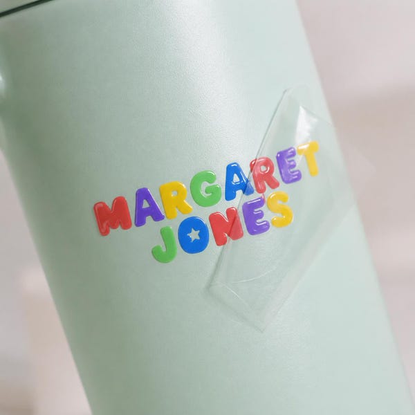 3D Embossed Name Label Stickers,  Waterproof Kids School Labels, Water Bottle & Lunch Box Labels, Personalized UV DTF Name Stickers