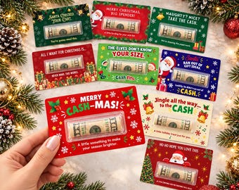 Christmas Money Holder Card, Funny Cash Gift with Clear Dome, Holiday Stocking Stuffer, Secret Santa Gift, 3x5 Cash Holder
