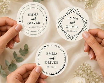 Personalized Wedding Stickers, Wedding Favor Labels, Envelope Seal, Gift Box Sticker, Wedding Date Label