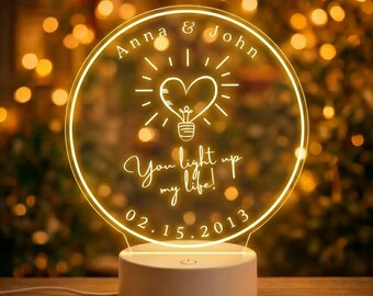 Personalized Acrylic Couple Night Light, Custom Name LED Lamp, Anniversary Gift for Couple, Romantic Gift for Him Her, Wedding Gift