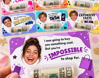 Personalized Photo Money Holder, Funny Birthday Cash Gift Card for Teens, Custom Face Money Gift, Teen Boy or Girl Gift, Rolled Cash Holder