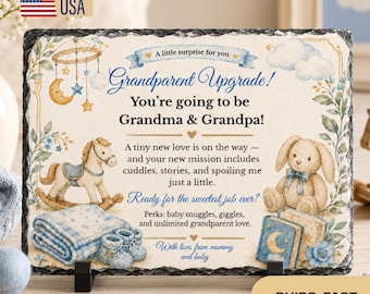 Grandparent Upgrade Pregnancy Announcement Stone Plaque, Grandma and Grandpa Reveal Gift, Baby Announcement Keepsake, New Grandparents Gift