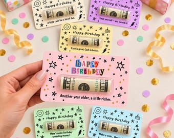 Birthday Money Holder Card with Clear Cash Dome, Funny Happy Birthday Card, Cash Gift for Teens and Adults, Choose Your Color and Phrase