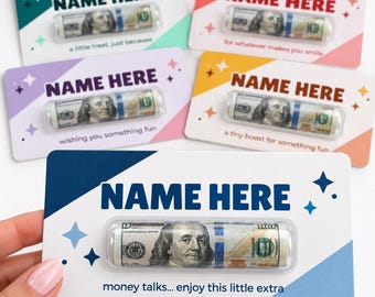 Christmas Money Holder Card, Funny Cash Gift with Clear Dome, Holiday Stocking Stuffer, Secret Santa Gift, 3x5 Cash Holder