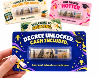 Graduation Money Holder Card Set, Funny Cash Gift for High School Seniors and College Graduates, Clear Plastic Dome Included, 9 Designs