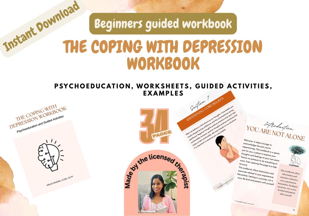 Coping With Depression Workbook | Mental Health Worksheets | Guided ...