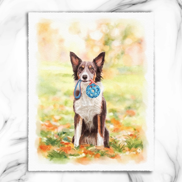 100% Hand-Painted Watercolor Pet Portrait, Custom Dog Memorial Art, Gift for Pet Lover