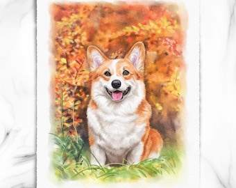 Hand-Painted Watercolor Dog Portrait, Custom Pet Memorial Art