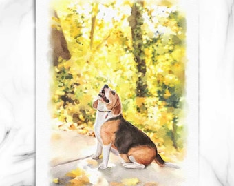 Custom Dog Portrait, 100% Hand-Painted Watercolor Pet Painting, Pet Memorial Gift