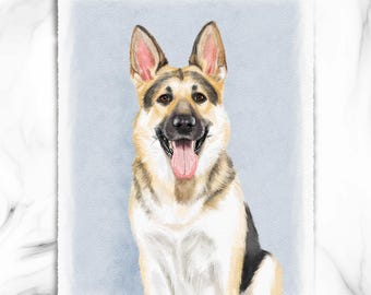 Custom Pet Portrait, Hand-Painted Watercolor Dog Artwork, Pet Memorial Gift
