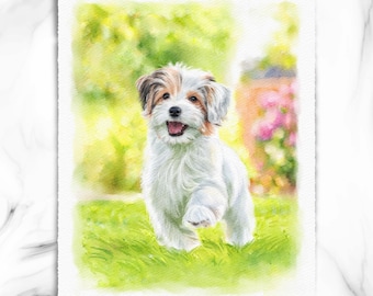 Custom Dog Portrait, Hand-Painted Watercolor Pet Art, Pet Memorial Gift