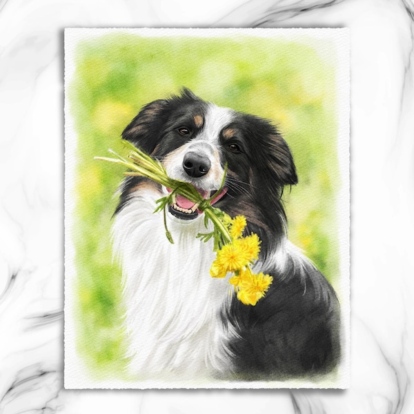 100% Hand-Painted Watercolor Pet Portrait, Custom Dog Painting from Photo, Pet Memorial Gift