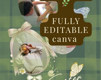 Green Easter Reel Template | Photo Collage Video (Editable Canva)