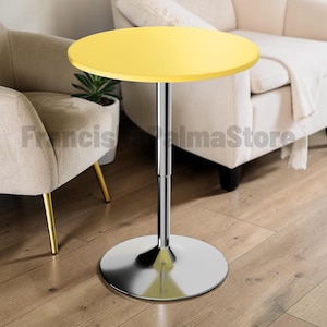 Round Pub Table 23.5 Inch, Adjustable Height 27.5 to 36 Inch, 360 Swivel High Top Bar Table with Metal Base for Kitchen Patio