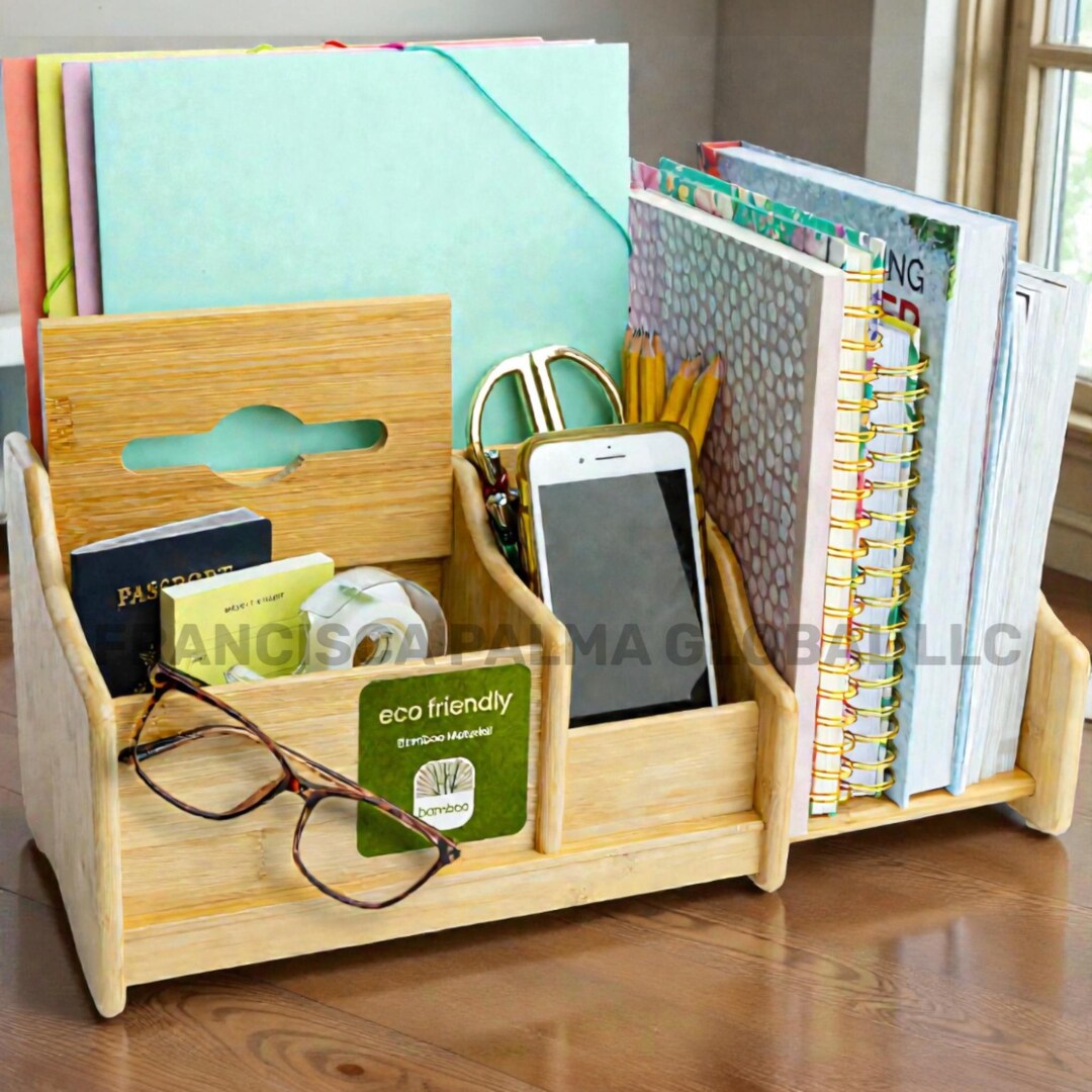 Bamboo Desk Organizer, Wood Desktop Shelf for Office Supplies ...