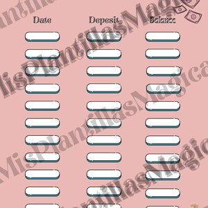 May include: A pink saving tracker with the words "saving tracker" at the top. The tracker has columns for Date, Deposit, and Balance, with rows of blank spaces. The phrase "You got this" is at the bottom.