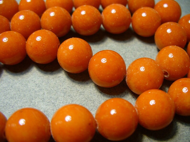 Jade Beads Gemstone Orange Round 10mm Etsy