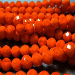 Crystal Beads Faceted Opaque Flame Orange Rondelles 8x5MM
