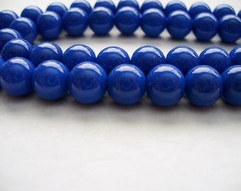 Glass  Beads Blue Round 8MM